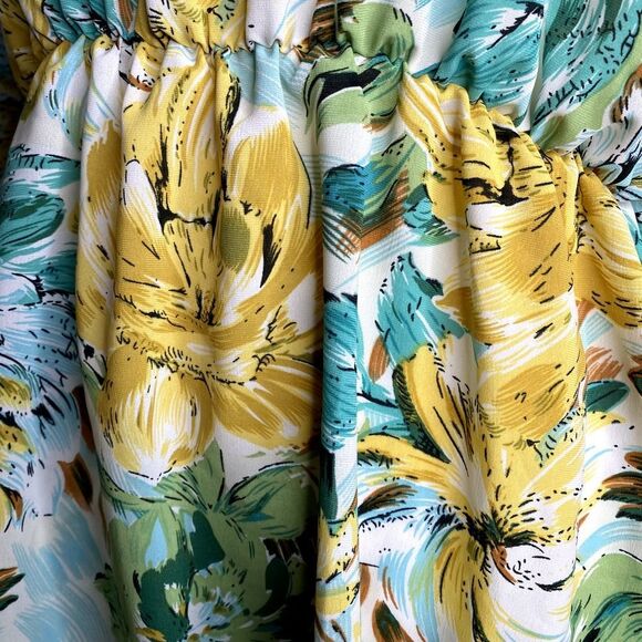 SHEIN Dolman Sleeve Floral Print Mini Swing Dress Large Spring Tropical Yellow - Picture 6 of 11